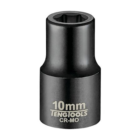 TENG TOOLS 10MM 1/2 Inch Drive ANSI 6 Point Metric Shallow Chrome Molybdenum Impact Socket 920510AN